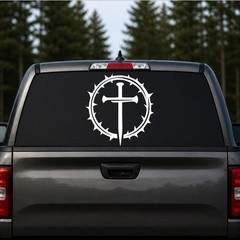 Crown of thorns and cross of nails vinyl decal- Peace sticker decal New