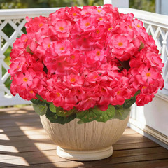 FULLMUSIC Artificial Flowers for Outdoor, UV Resistant Realistic Geranium Fake F