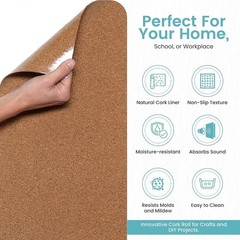 Thin Cork Sheets 18″x4ft – Self Adhesive Liner for Furniture