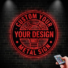 Personalized LED Metal Sign Custom Logo Wall Art Business Name Light Decor