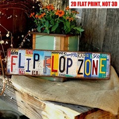 Vintage Flip Flop Zone Metal Tin Signs Street Signs Home Wall Art Decor 16x4in