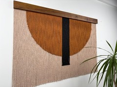 Personalizable Large Macrame Wall Art: Bohemian Textile on Walnut, Beech, Oak