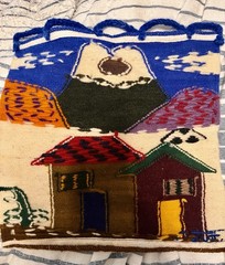 Vintage Jose C Cotacachi Woven Wool Tapestry Wall Hanging 14×14 Ecuador Folk Art