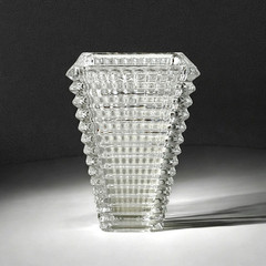 New Large Rectangular Glass Eye Vase in the Style of Baccarat 11″