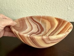Vintage Alabaster Onyx Marble Bowl Stone Bowl 8″ Decorative, Mexico