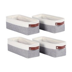 Univivi 4PC Small Fabric Storage Bins,15x6x5 inch Long Narrow Storage Baskets…