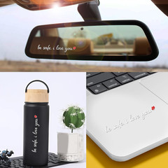 Set 2Pcs Be Safe I Love You Rearview Mirror Decal Love Saying, Safety, Inspirati