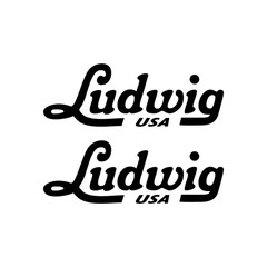 Ludwig P4042 Script Logo Bass Drum Decal, Black, 2.5″x 6.5″ (Set of 2)