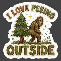 Funny Sticker Vinyl Decal I Love Peeing Outside Bigfoot Humor
