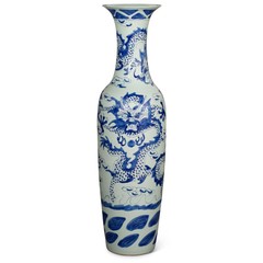 US Seller – 63 Inch Blue White Porcelain Imperial Dragon Chinese Jingdezhen Vase