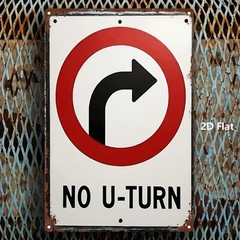 Vintage White Distressed Metal Sign circle traffic symbol road warning