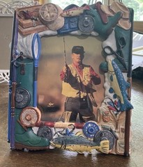 Vintage Fisherman Photo Frame 3D Resin Fishing Gear Design Tackle Rods