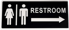 Double Sided Metal Restroom Sign, Aluminum Bathroom Sign for Home and Office, 12