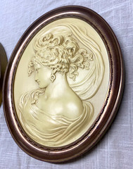 Vintage Cameo Silhouette Wall Plaque 60s MCM Victorian Goddess Hanging Art Decor