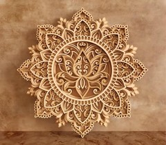 American- Mandala Wall Decor 12 Inch Multilayer Wooden Lotus Mandala Wall ART