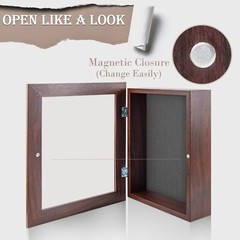 Shadow Box Frame Display Case, 2″ Depth 6 Pins for 8×10.5 Collage Memento, Brown