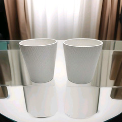 White Ceramic Geometric Vase Made in USA 5.5″ Modern Art Pottery Decor
