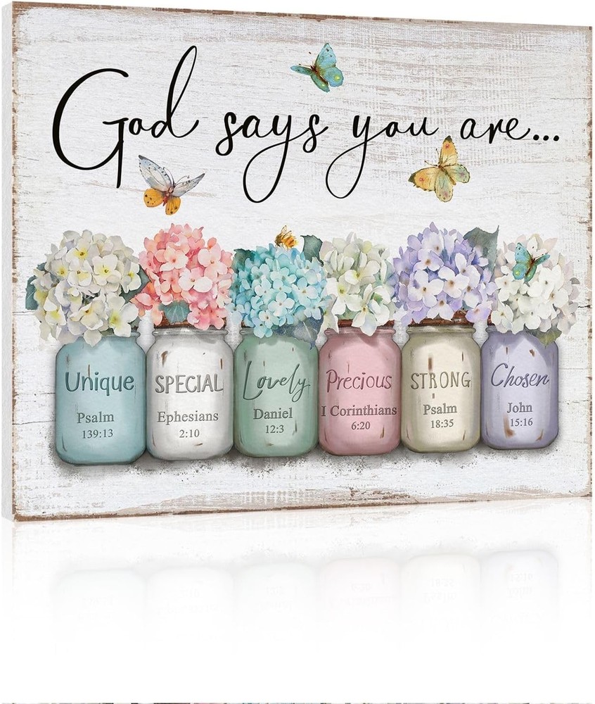 Inspirational Bible Verse Wall Art God Says You Are Wall Sayings Flowers in