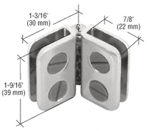 Chrome Finish Hinge Display Connector for 1/8″, 3/16″ and 7/32″ Glass