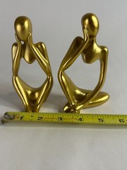 Gold Decor Thinker Statue Abstract Art Set Of 2 Resin Cast 5″ Tall