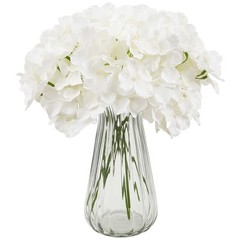 VEVOR 65 Pcs Artificial Silk Hydrangea Flowers 9.8 In Bouquet Arrangement White
