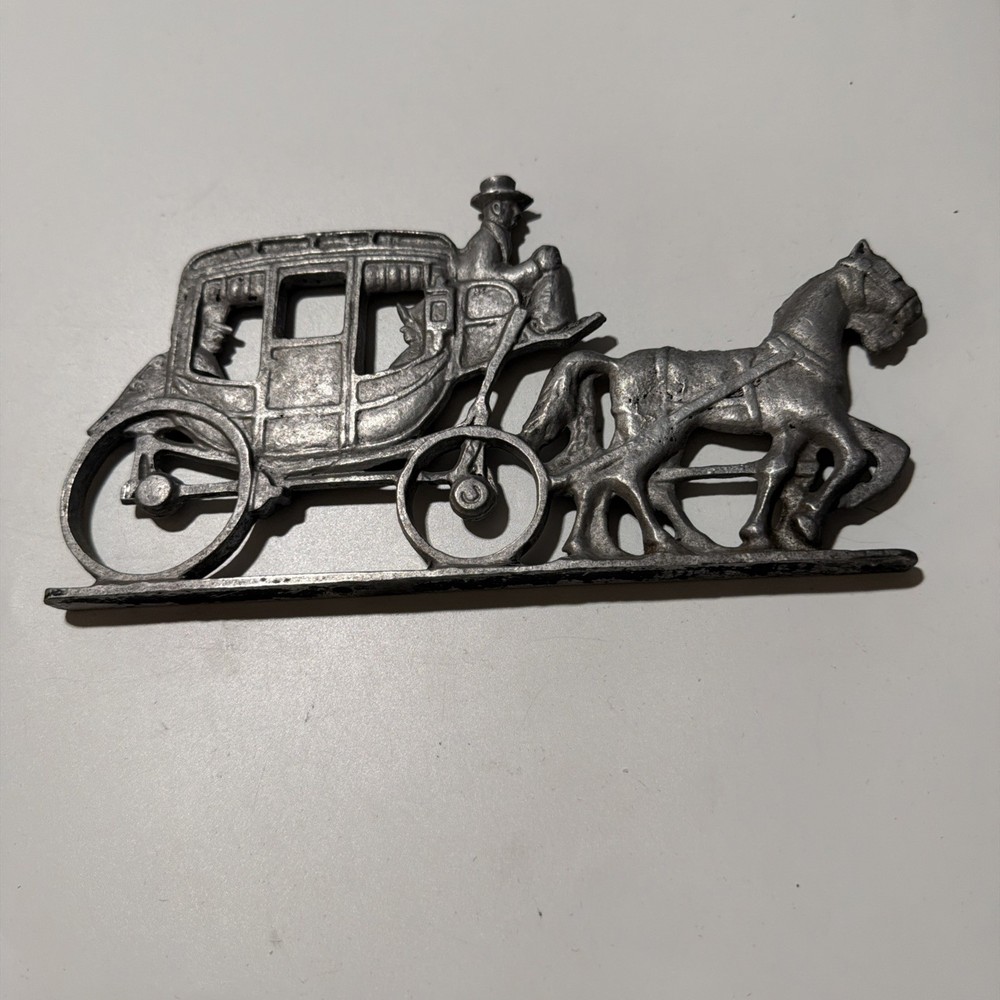 Vintage Horse & Buggy Metal Mail Box Topper 9 In 2 Hole For Installation
