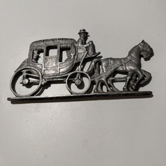 Vintage Horse & Buggy Metal Mail Box Topper 9 In 2 Hole For Installation