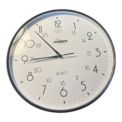 DAKOTA DESIGNS 12 & 24 Hour Wall Clock 12″ QUARTZ Round Analog Wall Clock WORKS