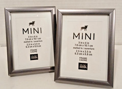 Set of 2 Studio Decor Dark Gray Frames 3×4 or 2.5×3.5 Matted Mini Picture Frames