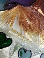 Vintage Faux Stained Glass Angel Suncatcher 8″ Round Crystalized Plastic Resin