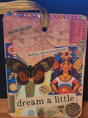 ACEO ART cards Mixed Media collage Frida, Butterflies Paper Multicolor