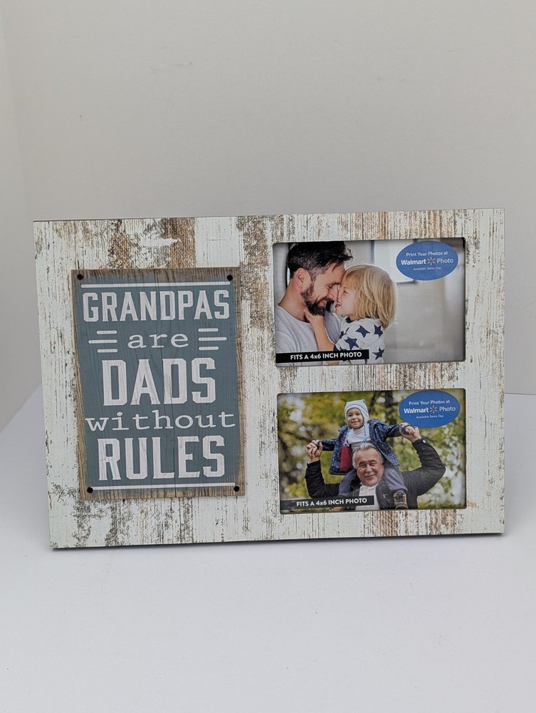 Grandpa 4″ x 6″ Rustic Dual Picture Frame Grandpas Are Dads Without Rules New
