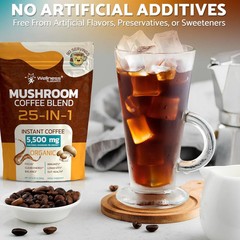 Mushroom Coffee Organic Instant Coffee, 25-in-1, Third-Party Tested Keto Friendl