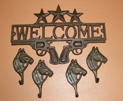 Texas Cowboy Ranch Wall Hooks / Western Welcome – 5 items