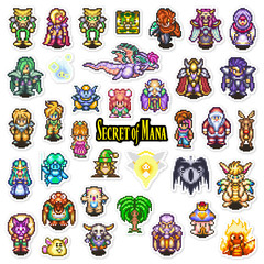 Secret of Mana Stickers Super Nintendo SNES Pixel Art 37 Sticker Pack