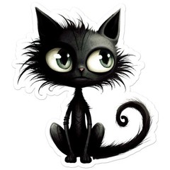 Big Eyes Black Cat – Vinyl Decal Sticker – Car Window Laptop – ebn11012
