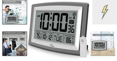 Elegant 12.5″ Atomic Clock with Indoor/Outdoor Temperature – Battery Operated