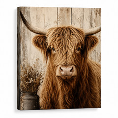 Bull Skull Canvas Wall Art Rustic Longhorn Floral Print Western Farmhouse Ranch