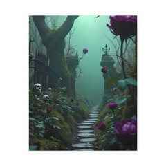 Gothic Poison Garden Path Canvas Wall Art Dark Fantasy Skull Rose Decor