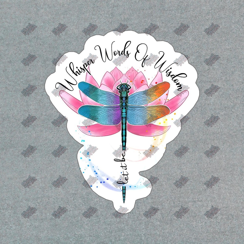 Beautiful Dragonfly and Lotus Flower Vinyl Sticker Whisper Words of #538440