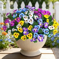 15 Bundles Artificial Flowers for Outdoors, 15″ Fake Pansies Silk Flowers UV