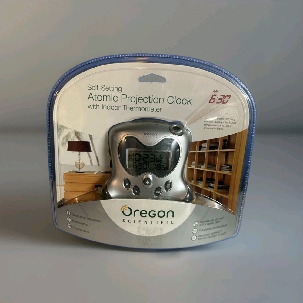 Oregon Scientific Self-Setting Atomic Projection Clock with Indoor Thermometer