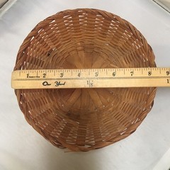 Woven Bamboo Basket Home Decor 9in Brown Round Farmhouse Style Cottagecore