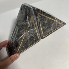 Marble Geometric Bookends Pair, Black Polished Finish, Modern Decorative