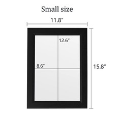Small Rustic Black Bathroom Mirror, 11.8×15.8 Inch Wooden Frame Rectangle Wal…