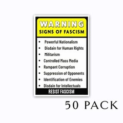 Political Protest Vinyl Stickers – Signs of Fascism Warning Decals – Set of 50