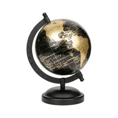 Vintage Style Decorative Tabletop Globe 5.75 Inch with Black and Gold Finish