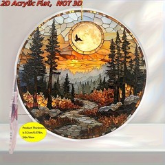 Acrylic Forest Moon Sun Catcher 2D Flat Mountain Trail Window Hanging Decoration