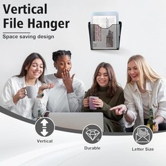 3 Pcs Vertical Wall Mount File Holder Metal Hanging Wall File Organizer 3 Pack