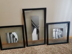 Set Of 3 Black And White Architectural Pictures On Patterned Glass